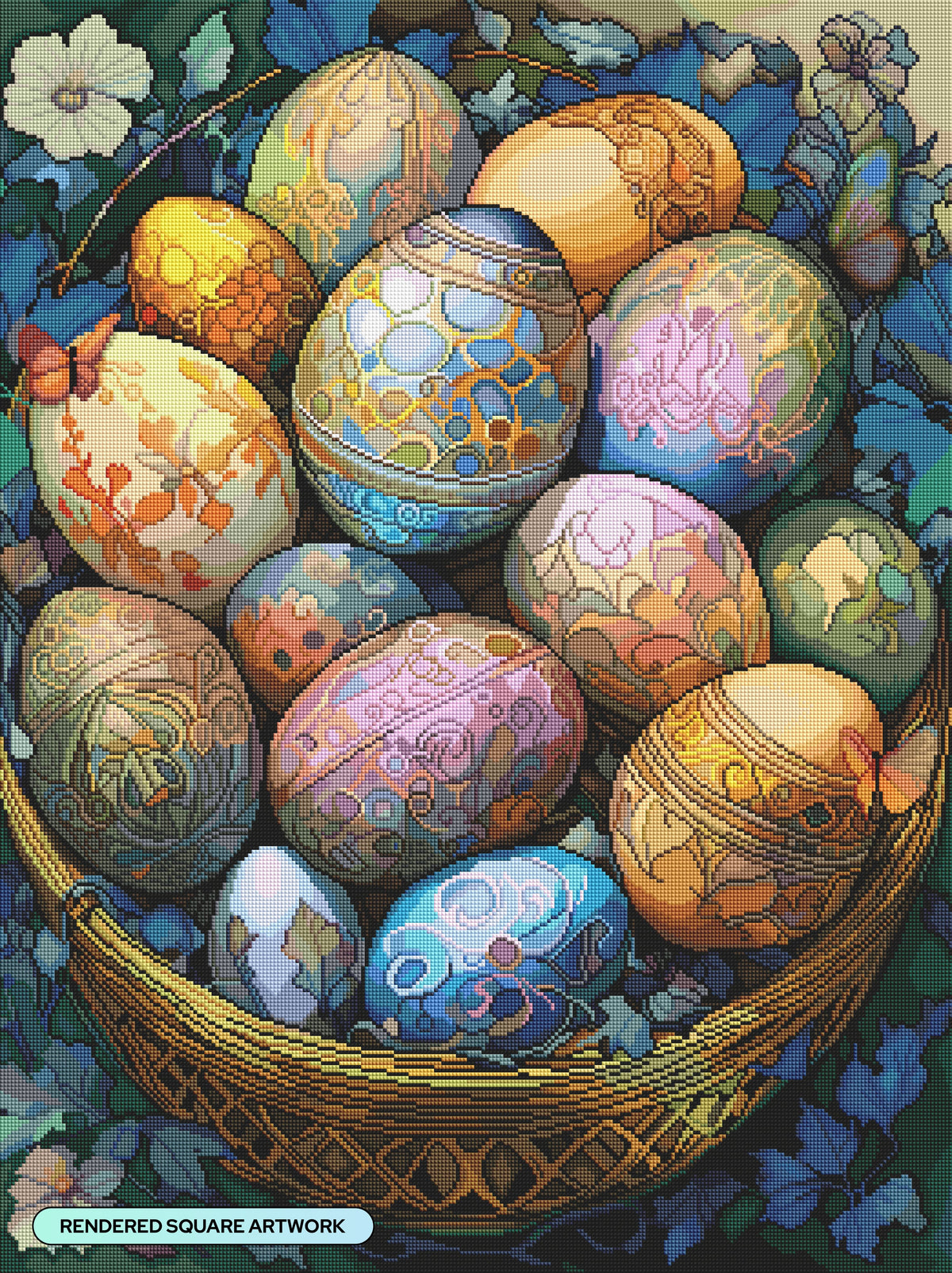 Diamond Painting Easter Treasures 25.6" x 34.3" (65cm x 86.9cm) / Square With 91 Colors Including 2 ABs and 5 Fairy Dust Diamonds / 91,089