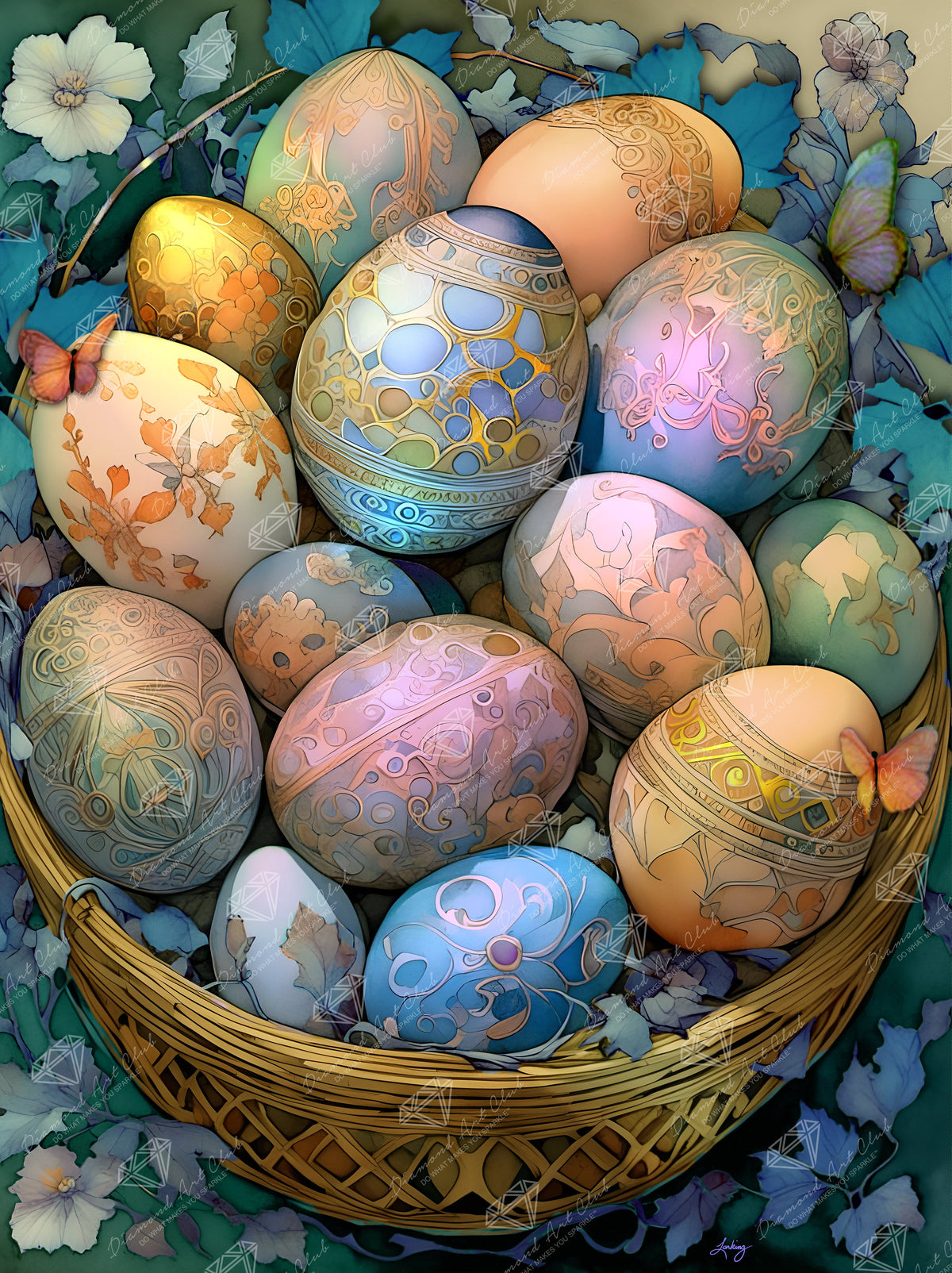 Diamond Painting Easter Treasures 25.6" x 34.3" (65cm x 86.9cm) / Square With 91 Colors Including 2 ABs and 5 Fairy Dust Diamonds / 91,089