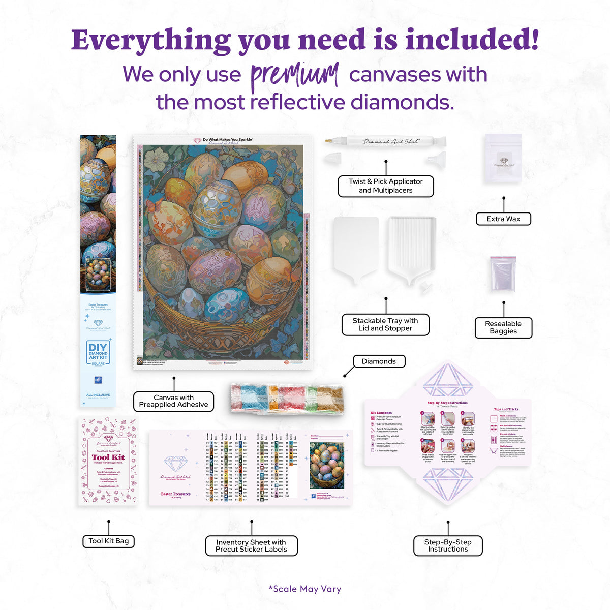 Diamond Painting Easter Treasures 25.6" x 34.3" (65cm x 86.9cm) / Square With 91 Colors Including 2 ABs and 5 Fairy Dust Diamonds / 91,089