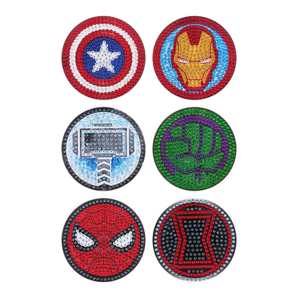 Diamond Painting Easy Gem Coaster - Marvel 4" x 4" (10cm x 10cm) / Round With 10 Colors including 10 Iridescent Diamonds / 2,109