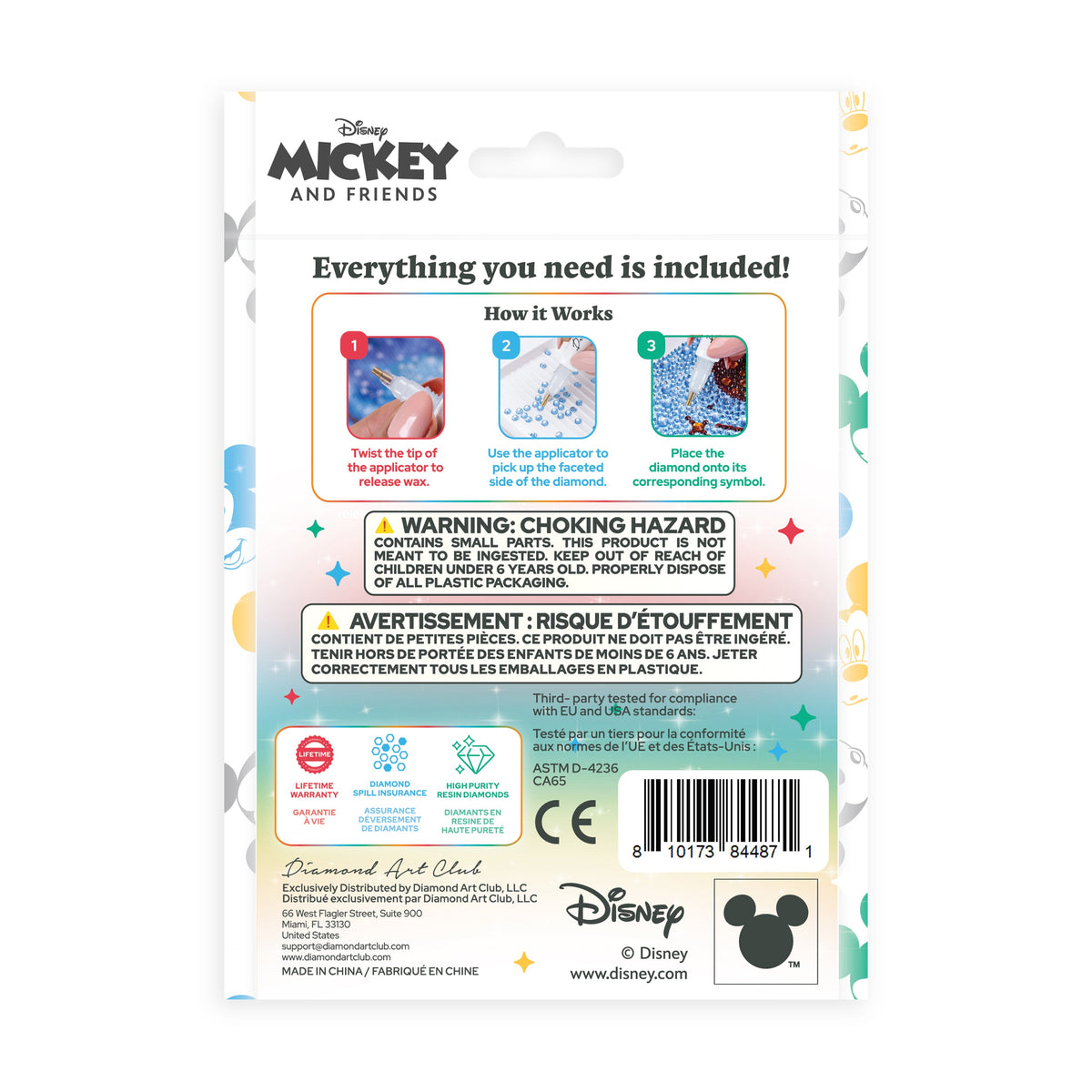 Diamond Painting Easy Gems™ Magnets - Mickey and Friends™ (Set of 3) 2.2" x 3.7" (5.5cm x 9.5cm) / Round with 4 Colors including 4 Iridescent Diamonds / 575