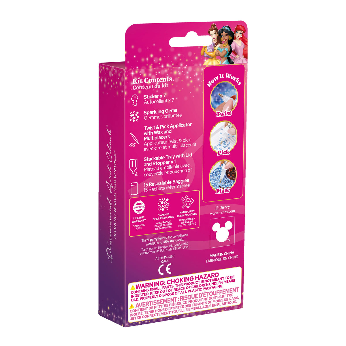 Diamond Painting Easy Gems™ Stickers - Disney Princess™ (Set of 7) Approx. 2" (5cm) / Round with 9 Colors including 9 Iridescent Diamonds / 244