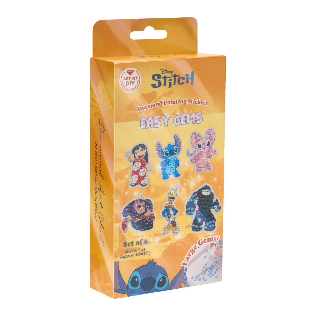 Diamond Painting Easy Gems™ Stickers - Lilo & Stitch™ (Set of 6) Approx. 2" (5cm) / Round with 12 Colors including 12 Iridescent Diamonds / 222