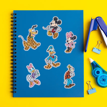 Diamond Painting Easy Gems™ Stickers - Mickey and Friends™ (Set of 6) Approx. 2" (5cm) / Round with 9 Colors including 9 Iridescent Diamonds / 206