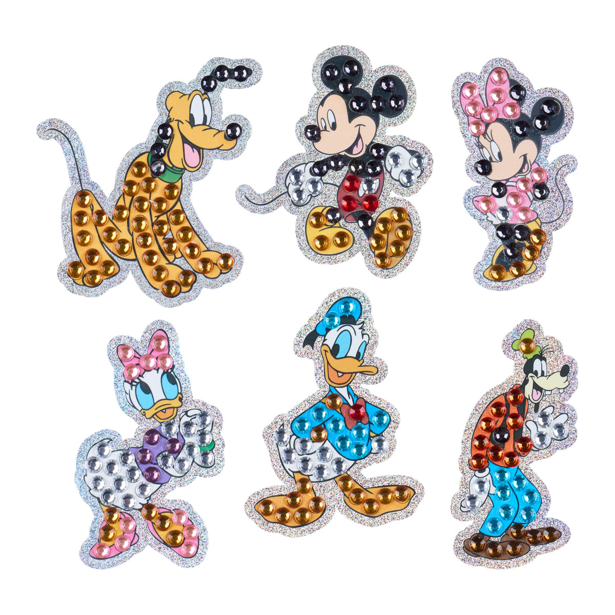 Diamond Painting Easy Gems™ Stickers - Mickey and Friends™ (Set of 6) Approx. 2" (5cm) / Round with 9 Colors including 9 Iridescent Diamonds / 206