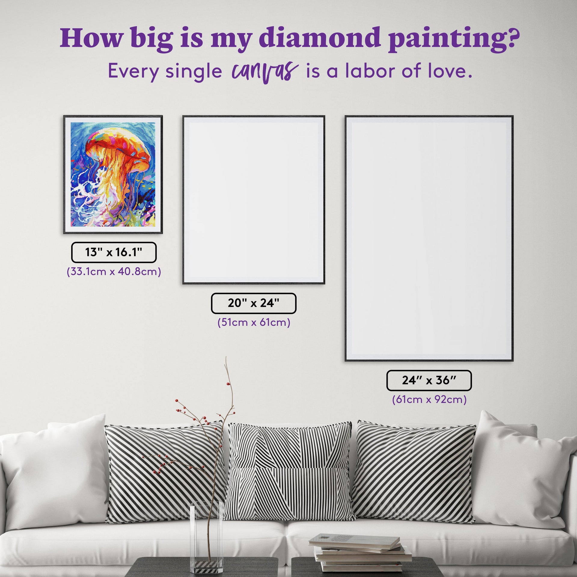 Diamond Painting Echoes of the Deep 13" x 16.1" (33.1cm x 40.8cm) / Square with 62 Colors including 3 ABs and 1 Frosted Diamond and 4 Fairy Dust Diamonds / 21,812
