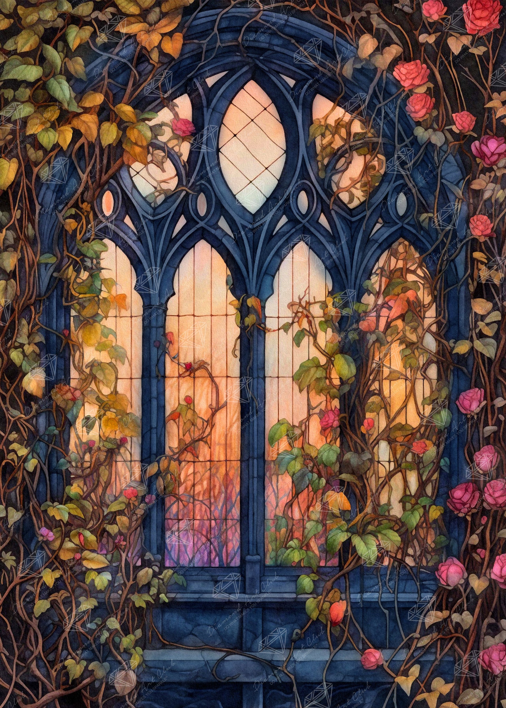 Diamond Painting Eerie Stained Glass 25.6" x 35.8" (65cm x 90.8cm) / Square with 73 Colors including 1 AB and 4 Fairy Dust Diamonds / 95,265