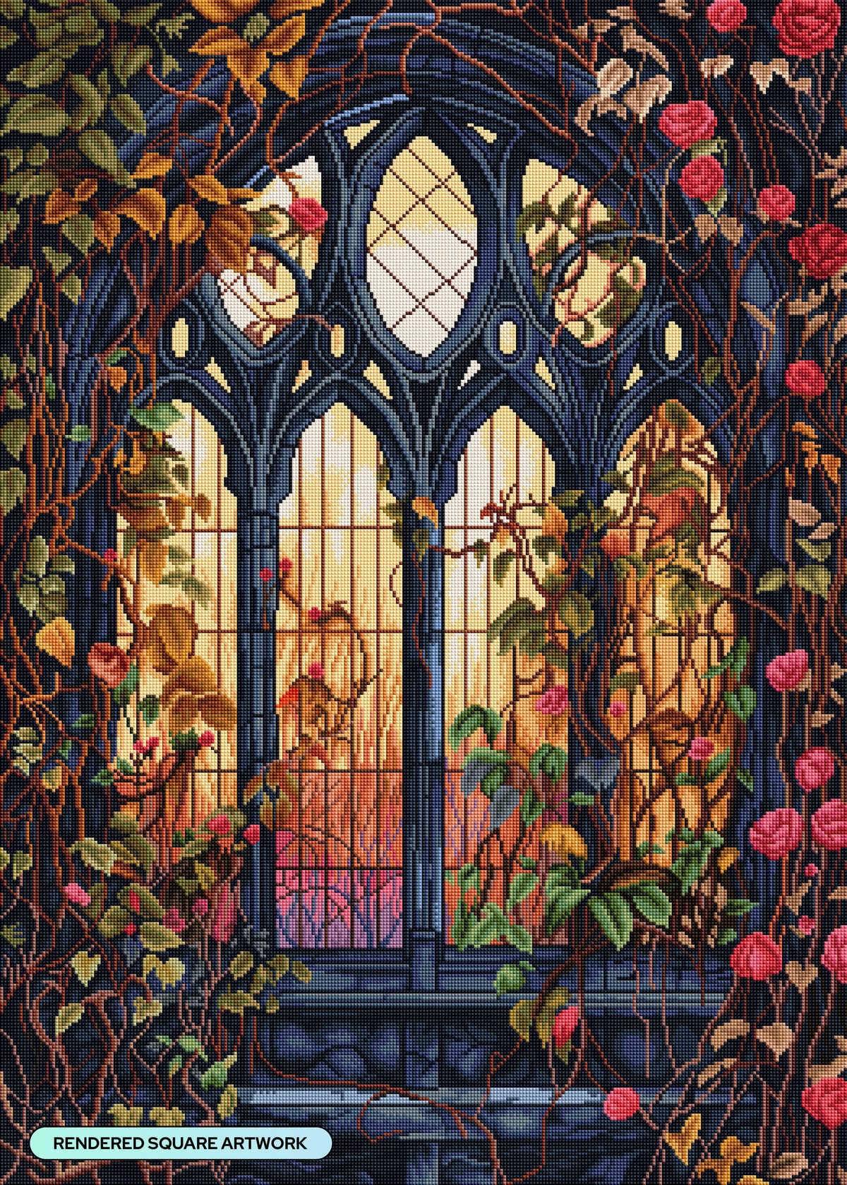 Diamond Painting Eerie Stained Glass 25.6" x 35.8" (65cm x 90.8cm) / Square with 73 Colors including 1 AB and 4 Fairy Dust Diamonds / 95,265