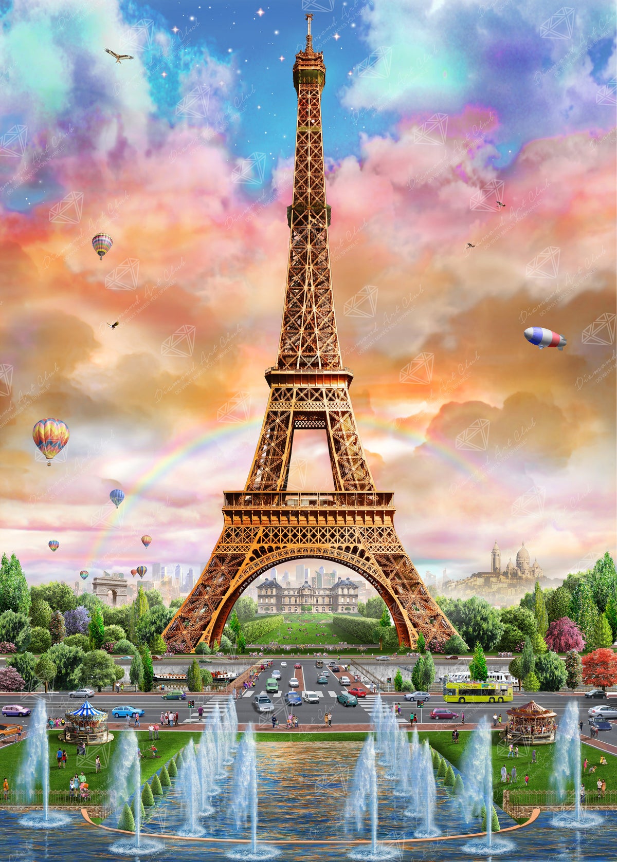 Diamond Painting Eiffel Tower 27.6" x 38.6" (69.9cm x 97.8cm) / Square with 84 Colors including 4 ABs and 3 Fairy Dust Diamonds / 110,433