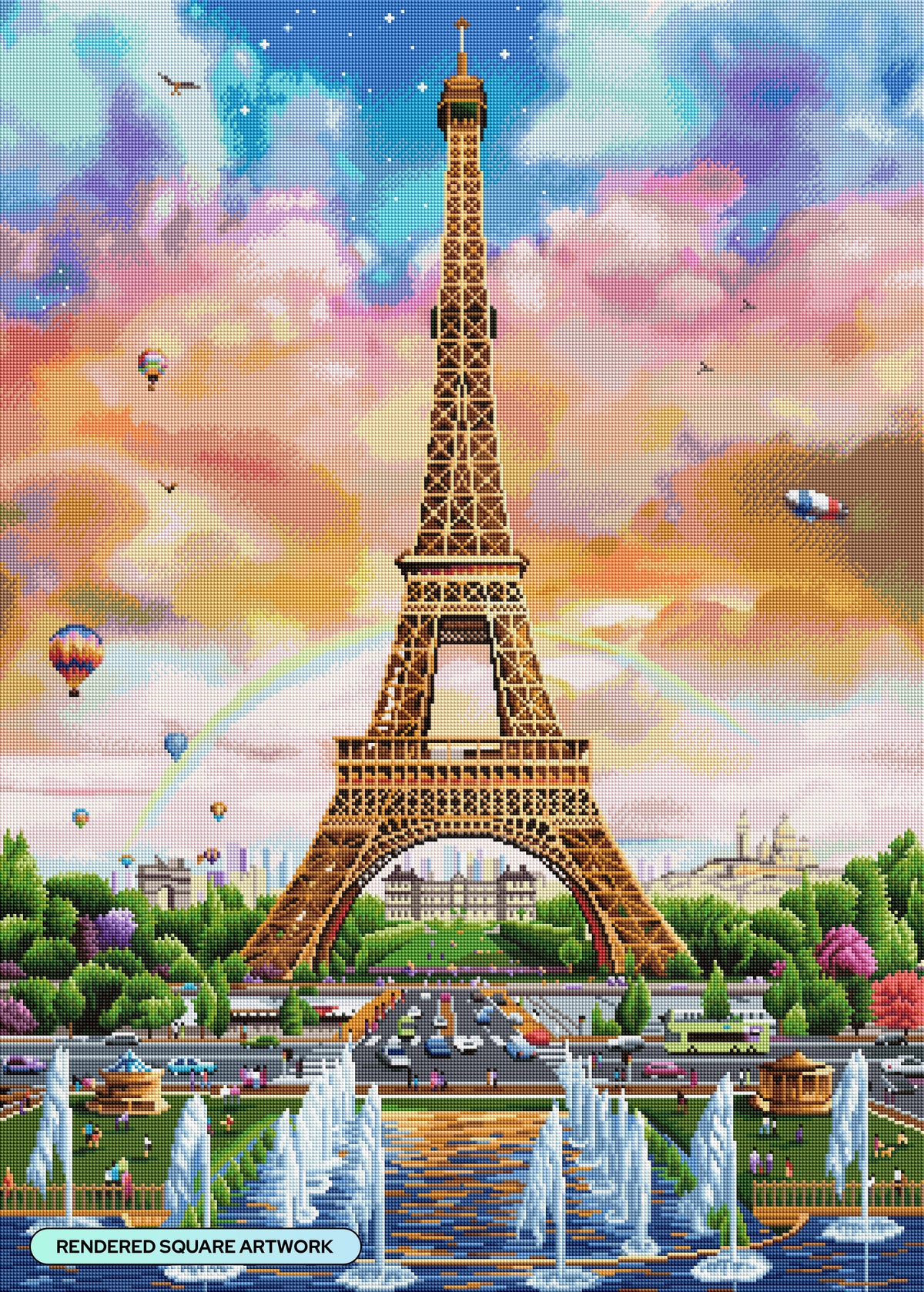 Diamond Painting Eiffel Tower 27.6" x 38.6" (69.9cm x 97.8cm) / Square with 84 Colors including 4 ABs and 3 Fairy Dust Diamonds / 110,433