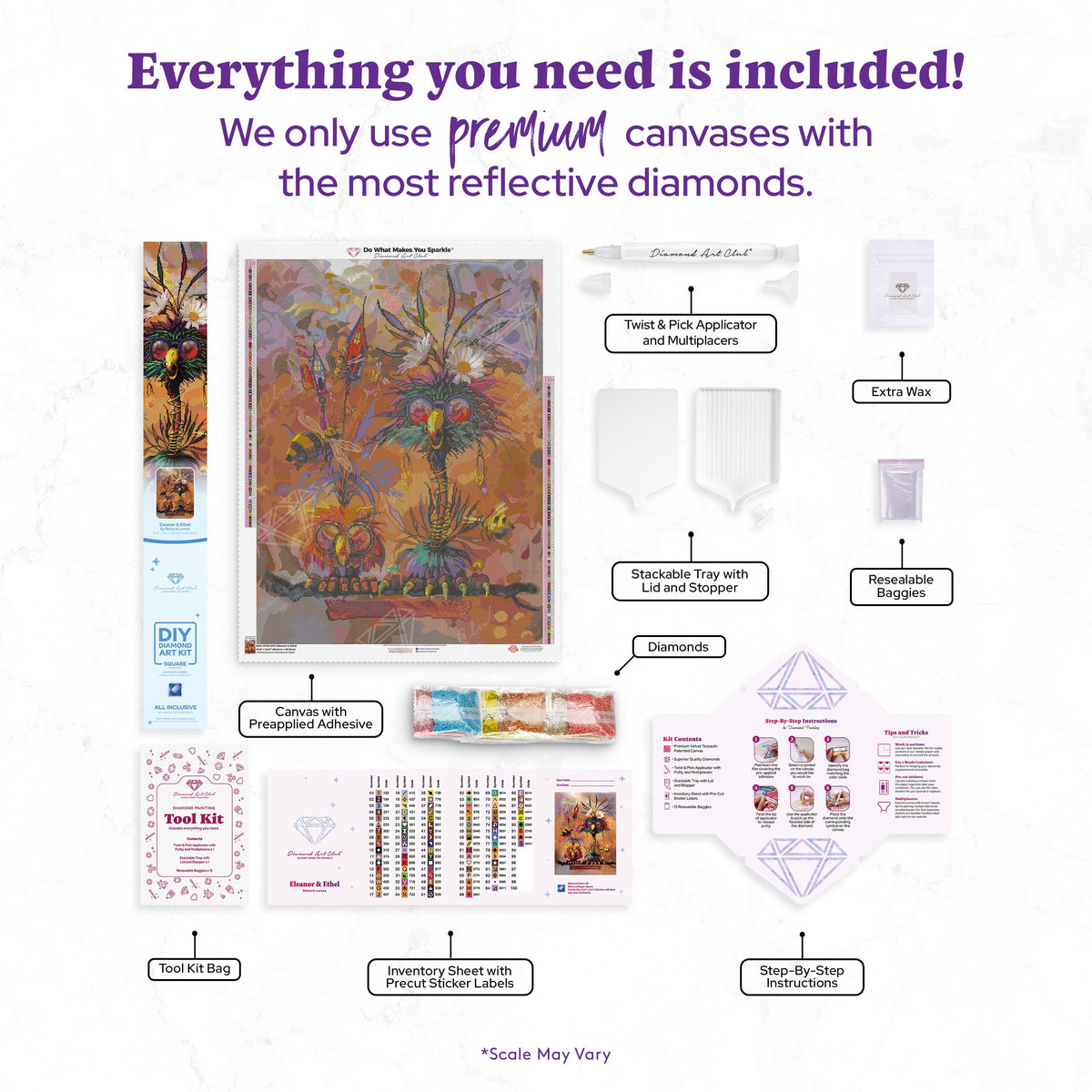 Diamond Painting Eleanor & Ethel 25.6" x 34.3" (65cm x 86.9cm) / Square with 93 Colors including 1 AB and 5 Fairy Dust Diamonds / 91,089