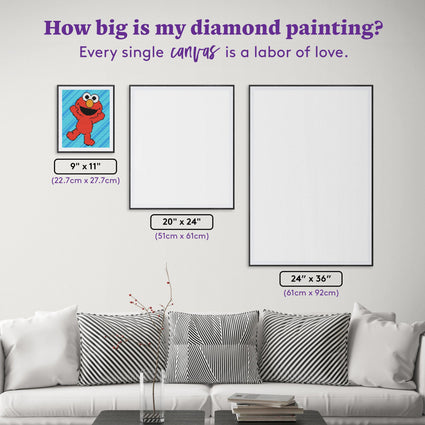 Diamond Painting Elmo™ 9" x 11" (22.7cm x 27.7cm) / Round with 6 Colors including 1 ABs and 1 Glow in the Dark Diamonds / 8,019