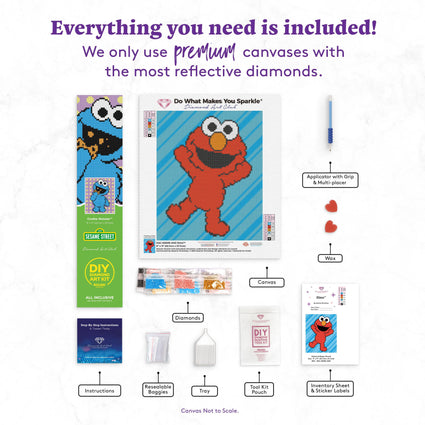 Diamond Painting Elmo™ 9" x 11" (22.7cm x 27.7cm) / Round with 6 Colors including 1 ABs and 1 Glow in the Dark Diamonds / 8,019