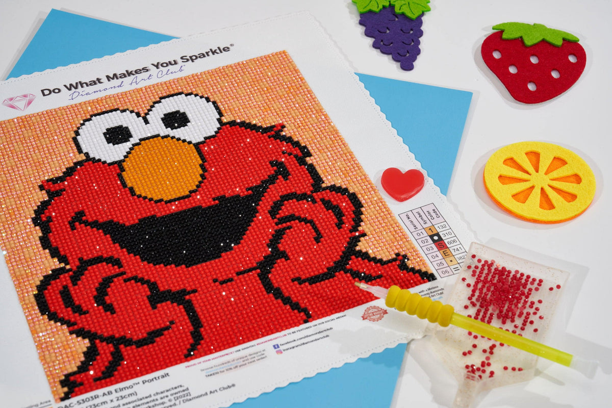 Diamond Painting Elmo™ Portrait 9" x 9" (23cm x 23cm) / Round with 6 Colors including 1 AB / 6,561