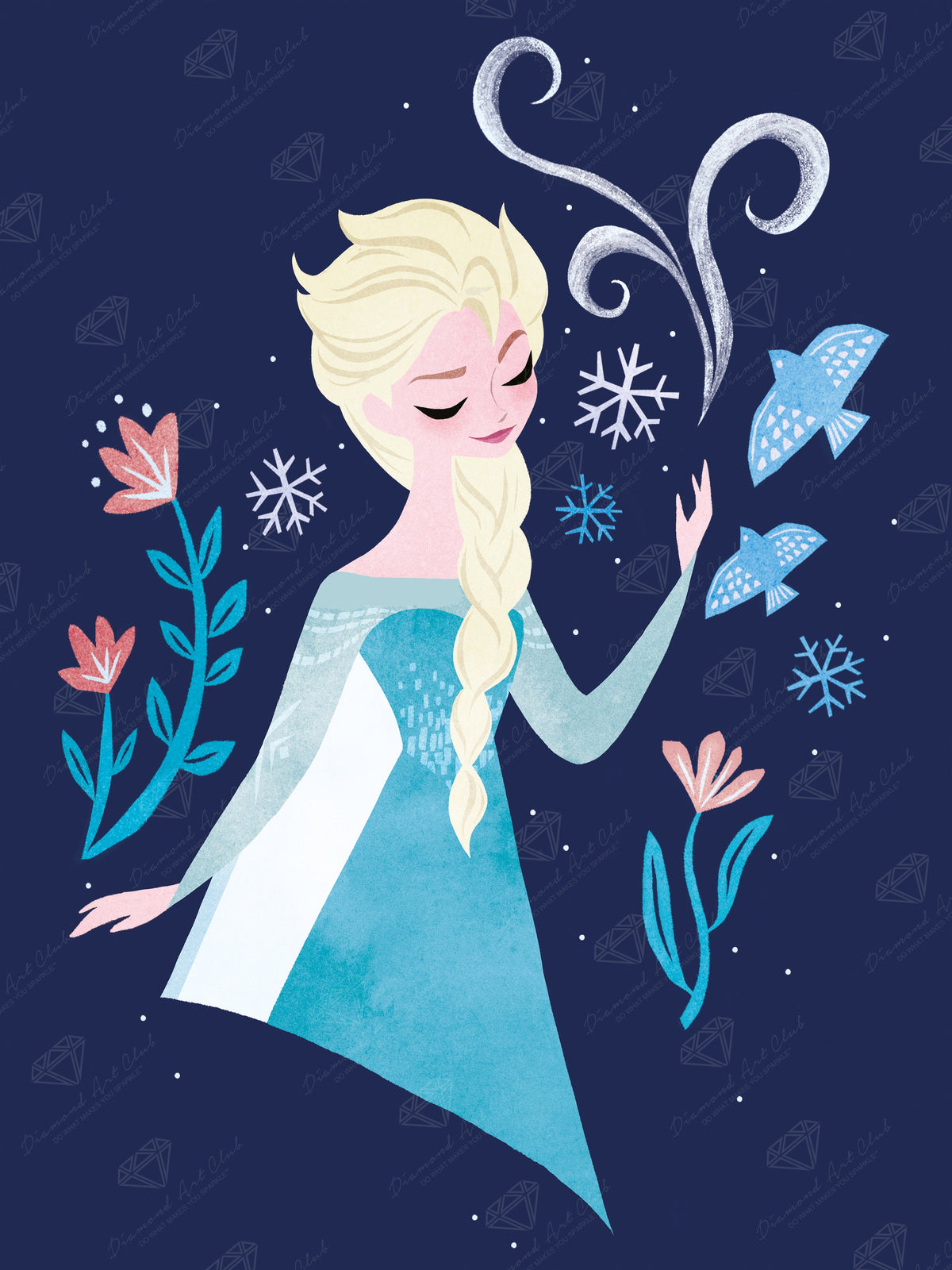 Diamond Painting Elsa 13" x 17" (33cm x 44cm) / Round with 20 Colors including 1 AB and 2 Fairy Dust Diamonds / 19,200