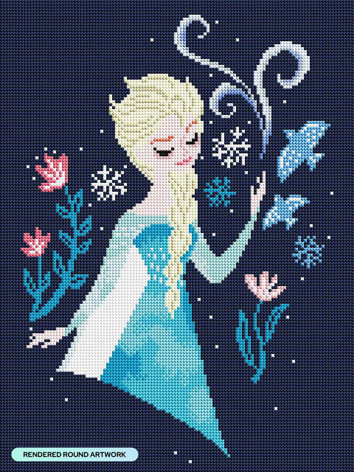 Diamond Painting Elsa 13" x 17" (33cm x 44cm) / Round with 20 Colors including 1 AB and 2 Fairy Dust Diamonds / 19,200