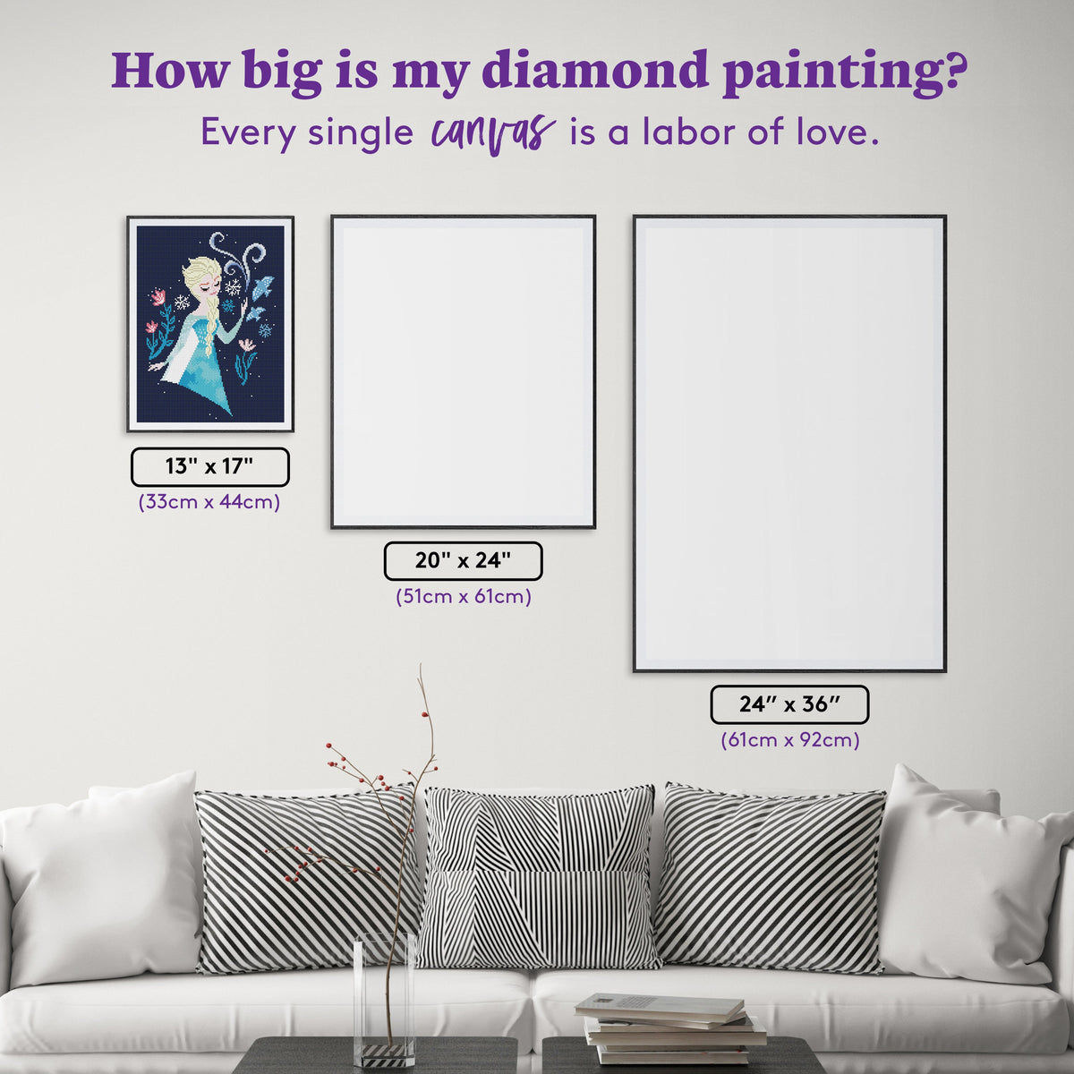 Diamond Painting Elsa 13" x 17" (33cm x 44cm) / Round with 20 Colors including 1 AB and 2 Fairy Dust Diamonds / 19,200