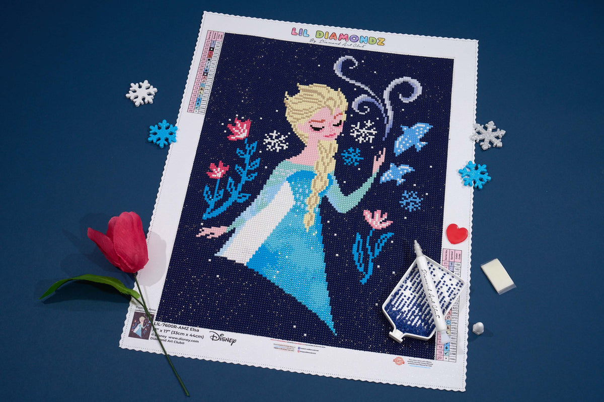 Diamond Painting Elsa 13" x 17" (33cm x 44cm) / Round with 20 Colors including 1 AB and 2 Fairy Dust Diamonds / 19,200