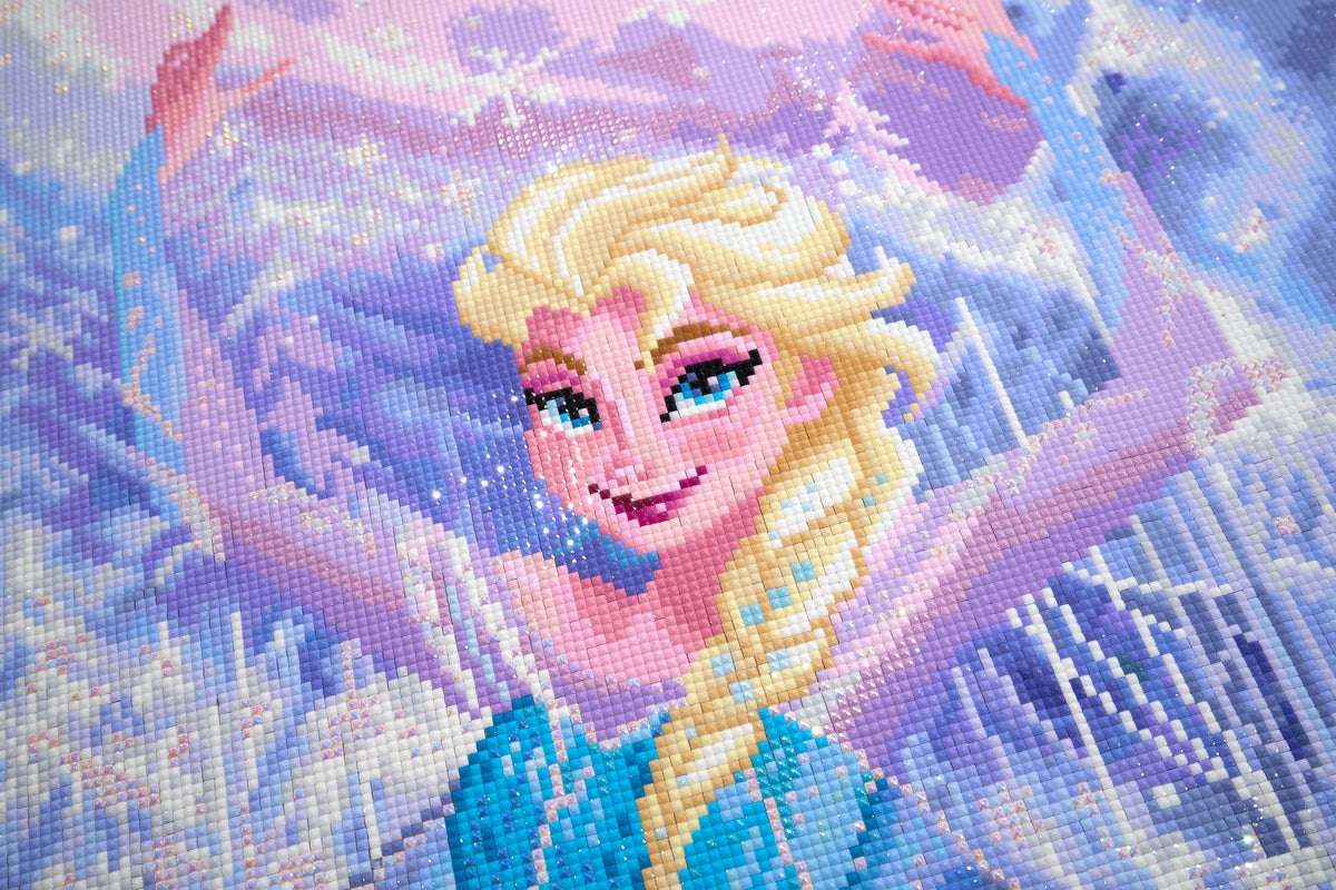 Diamond Painting Elsa, Queen of the North Mountain 27.6" x 52.4" (70cm x 133cm) / Square with 58 Colors including 2 ABs and 4 Fairy Dust Diamonds / 150,054