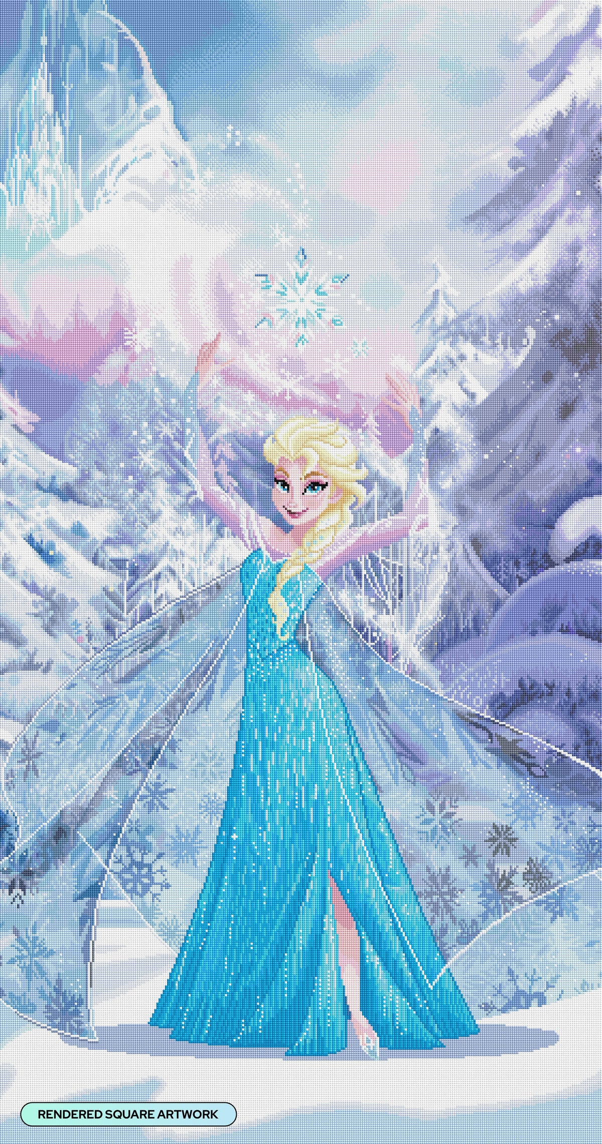 Diamond Painting Elsa, Queen of the North Mountain 27.6" x 52.4" (70cm x 133cm) / Square with 58 Colors including 2 ABs and 4 Fairy Dust Diamonds / 150,054