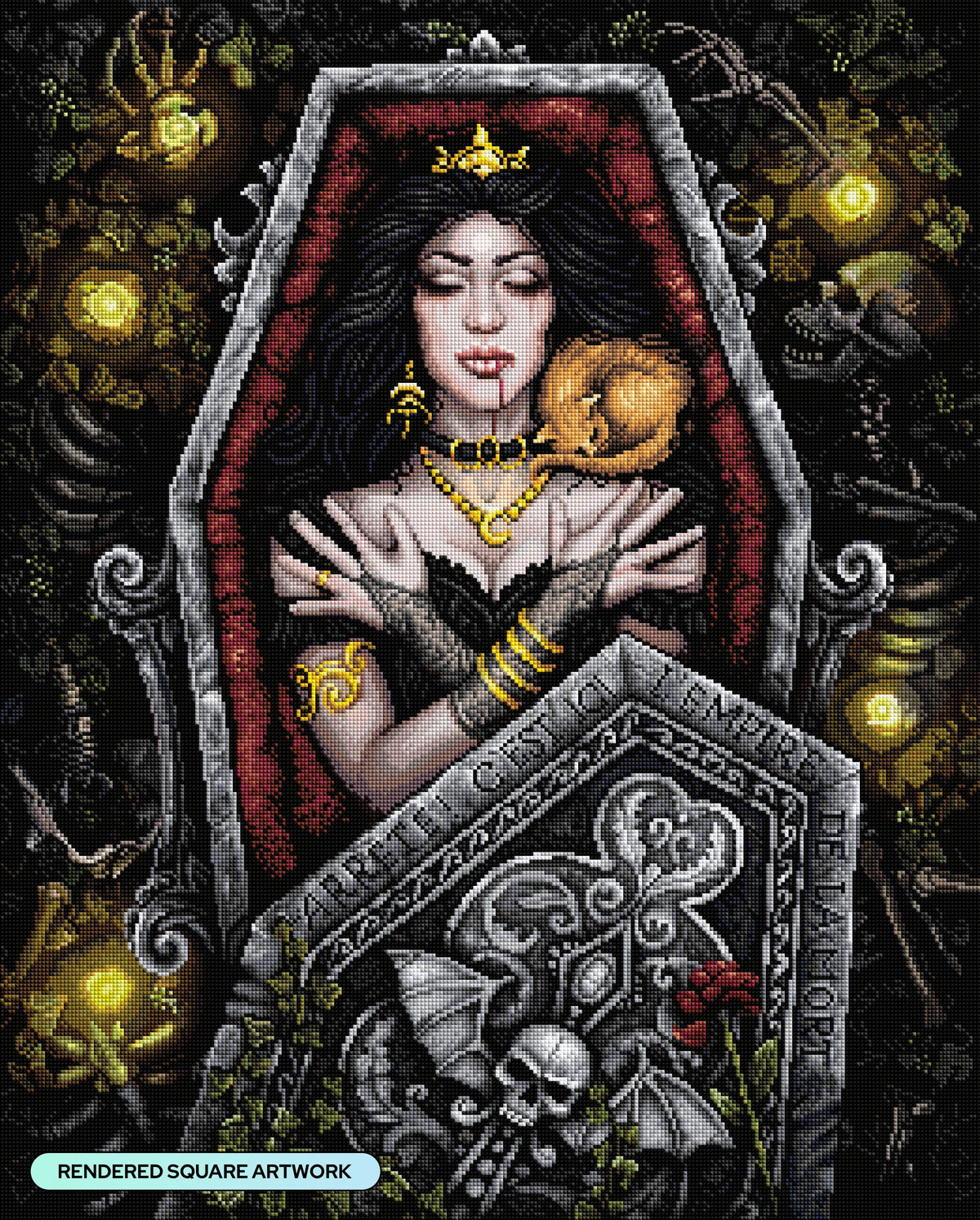 Diamond Painting Empire of Death 25.6" x 31.9" (65cm x 80.9cm) / Square with 75 Colors including 2 Iridescent Diamonds and 4 Fairy Dust Diamonds / 84,823