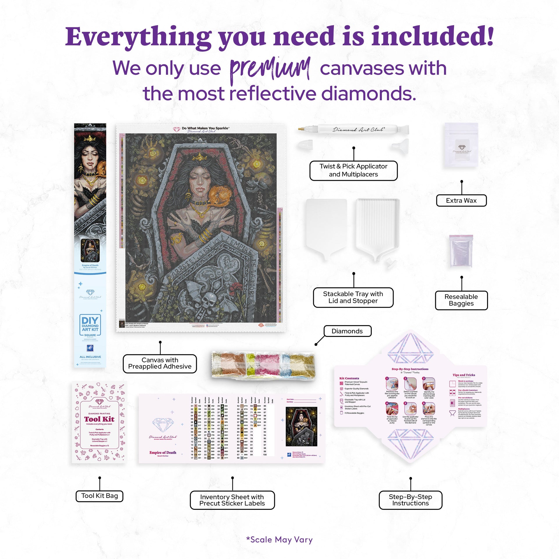 Diamond Painting Empire of Death 25.6" x 31.9" (65cm x 80.9cm) / Square with 75 Colors including 2 Iridescent Diamonds and 4 Fairy Dust Diamonds / 84,823