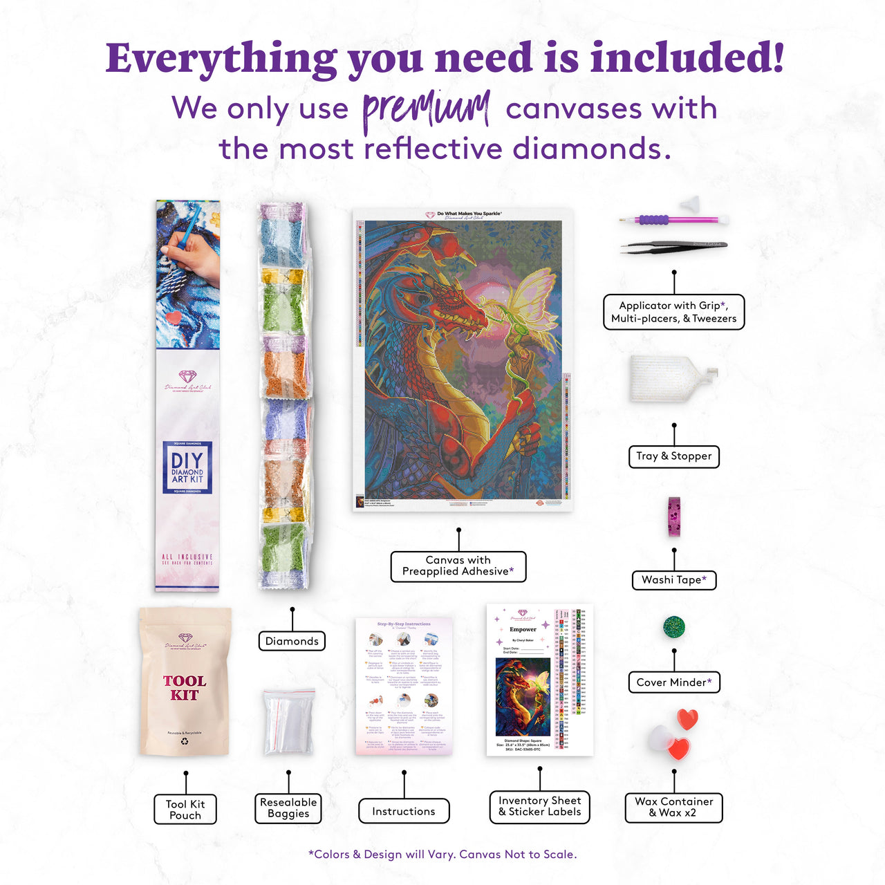 Diamond Painting Empower 23.6" x 33.5" (60cm x 85cm) / Square With 58 Colors Including 4 ABs and 2 Fairy Dust Diamonds / 82,181