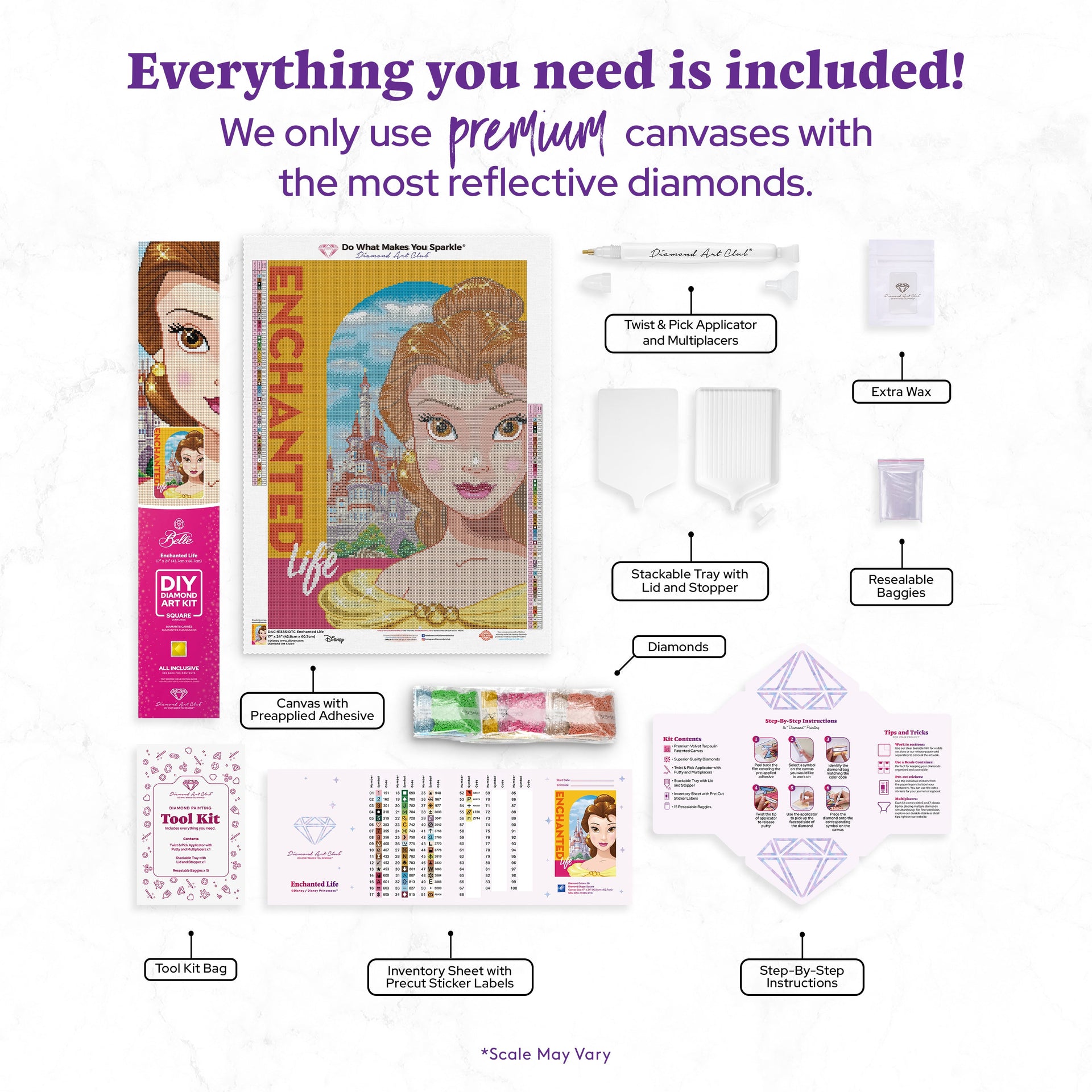 Diamond Painting Enchanted Life 17" x 24" (42.7cm x 60.7cm) / Square with 56 Colors including 4 ABs and 1 Iridescent Diamond and 1 Fairy Dust Diamond / 41,968