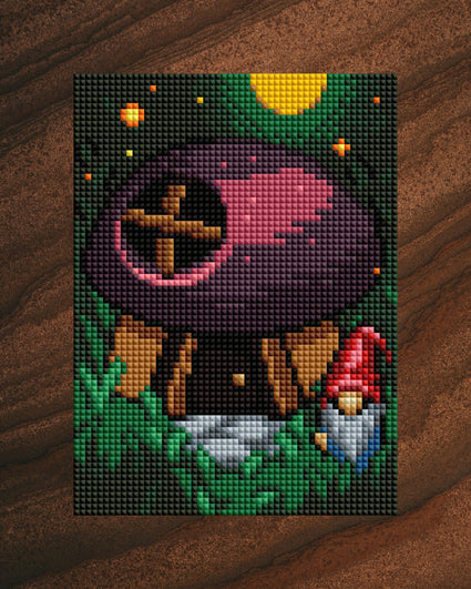 Diamond Painting Enchanted Mushroom Houses - MEGA Dazzles™ 8" x 10" (20.3cm x 25.4cm) / Square With 28 Colors Including 2 ABs and 1 Iridescent Diamond and 25 Fairy Dust Diamonds / 16,500