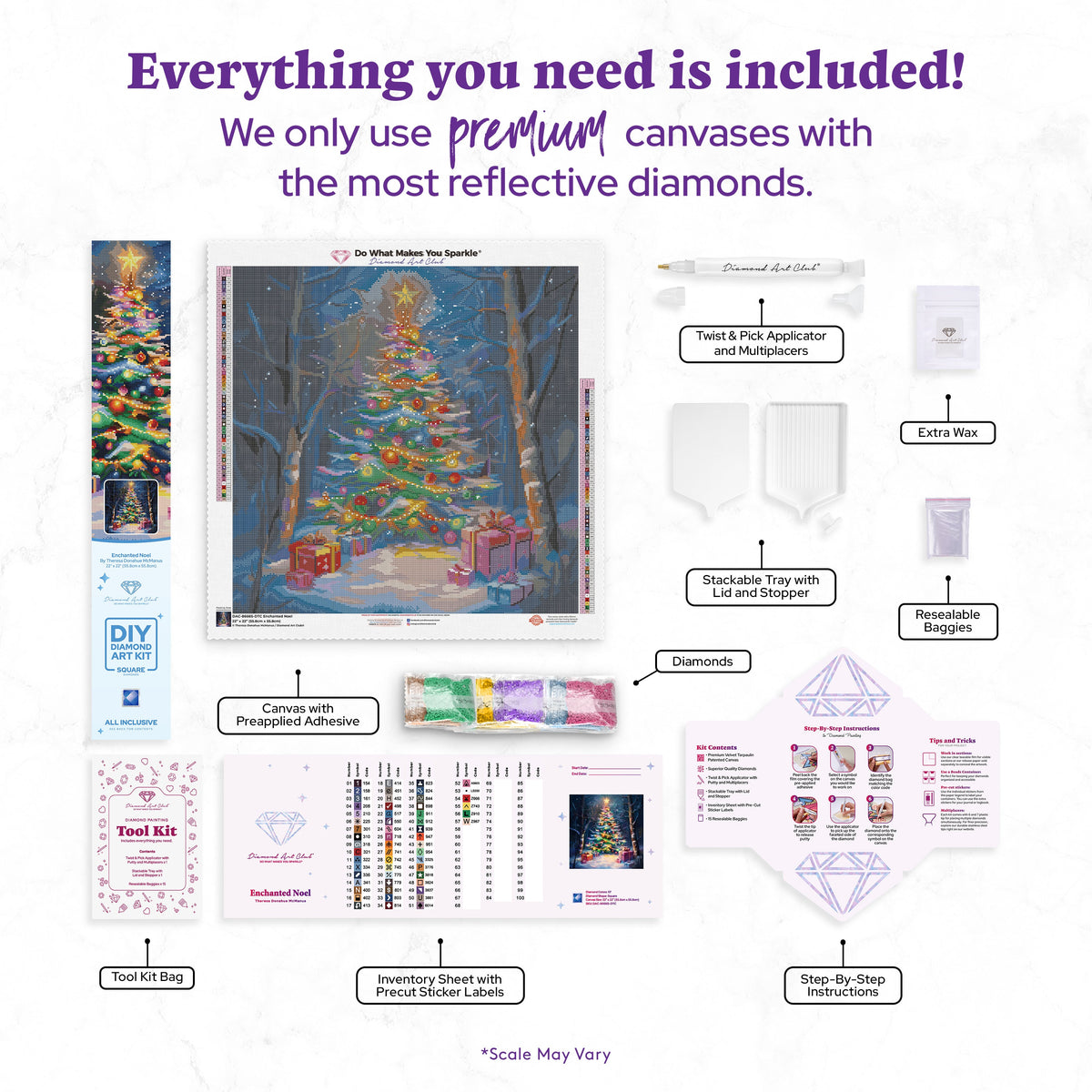 Diamond Painting Enchanted Noel 22" x 22" (55.8cm x 55.8cm) / Square with 57 Colors including 1 AB and 1 Iridescent Diamond and 4 Fairy Dust Diamonds / 50,176