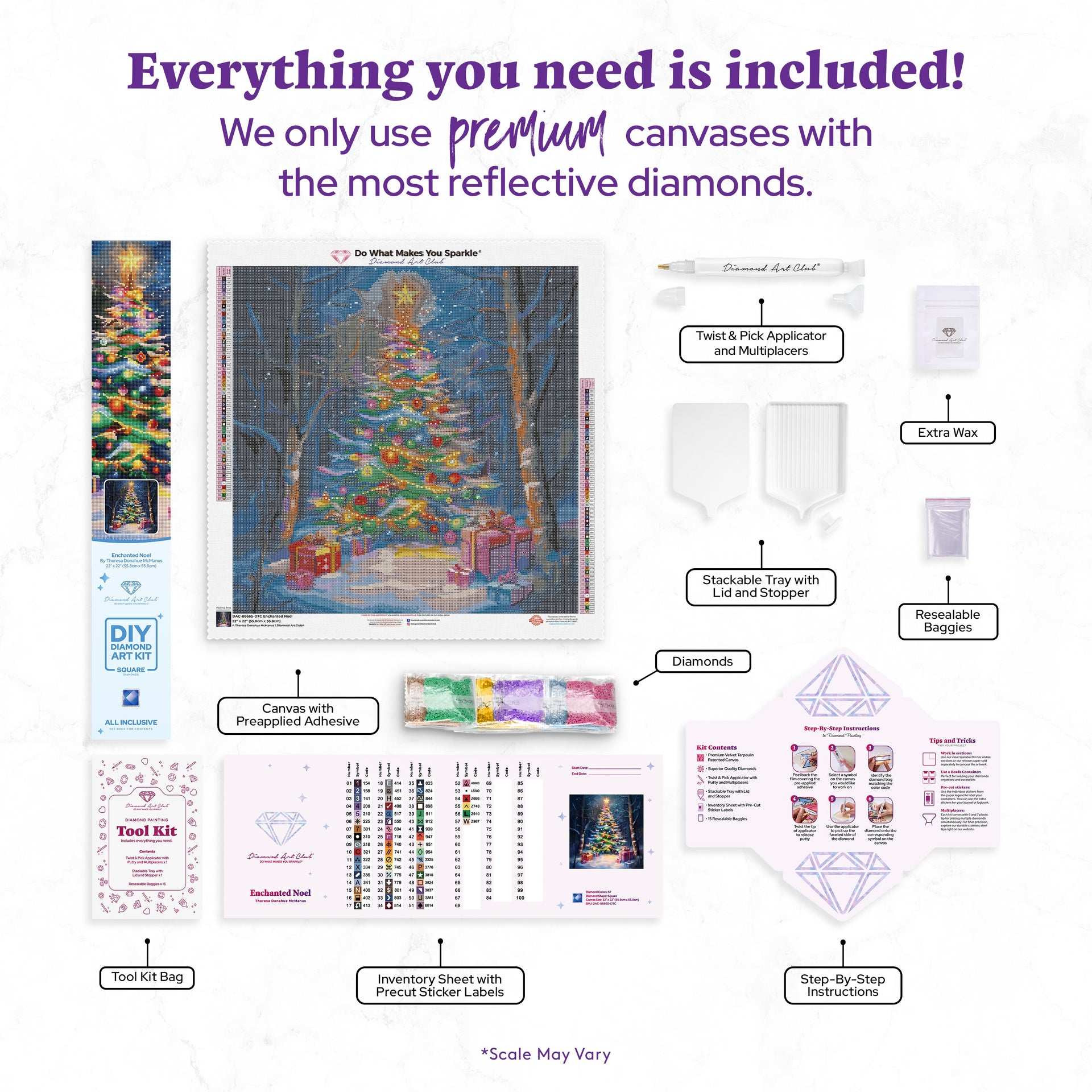 Diamond Painting Enchanted Noel 22" x 22" (55.8cm x 55.8cm) / Square with 57 Colors including 1 AB and 1 Iridescent Diamond and 4 Fairy Dust Diamonds / 50,176