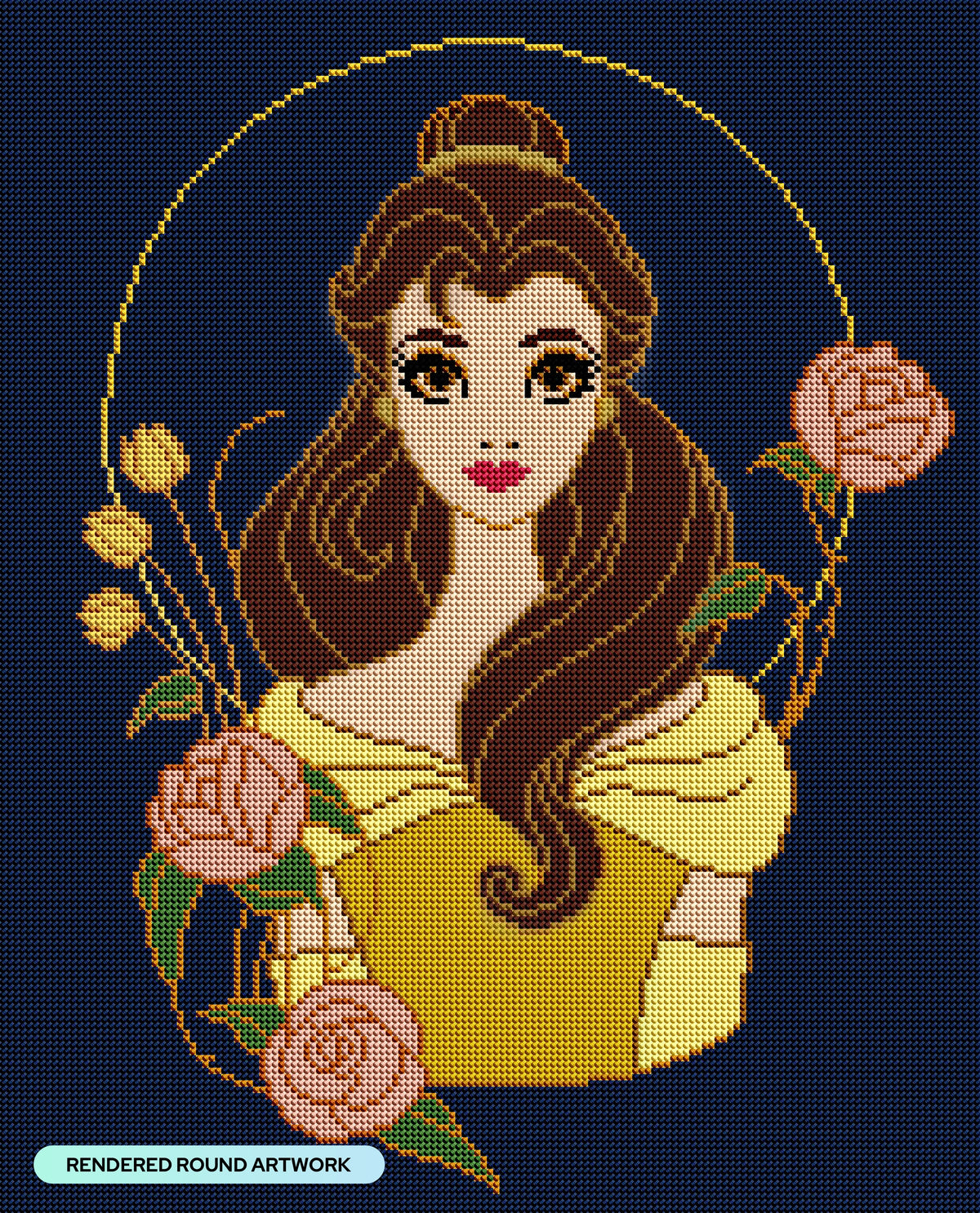 Diamond Painting Enchanted Rose 17" x 21" (42.7cm x 52.8cm) / Round with 14 Colors including 1 Electro Diamond and 2 Iridescent Diamonds and 2 Fairy Dust Diamonds / 29,760