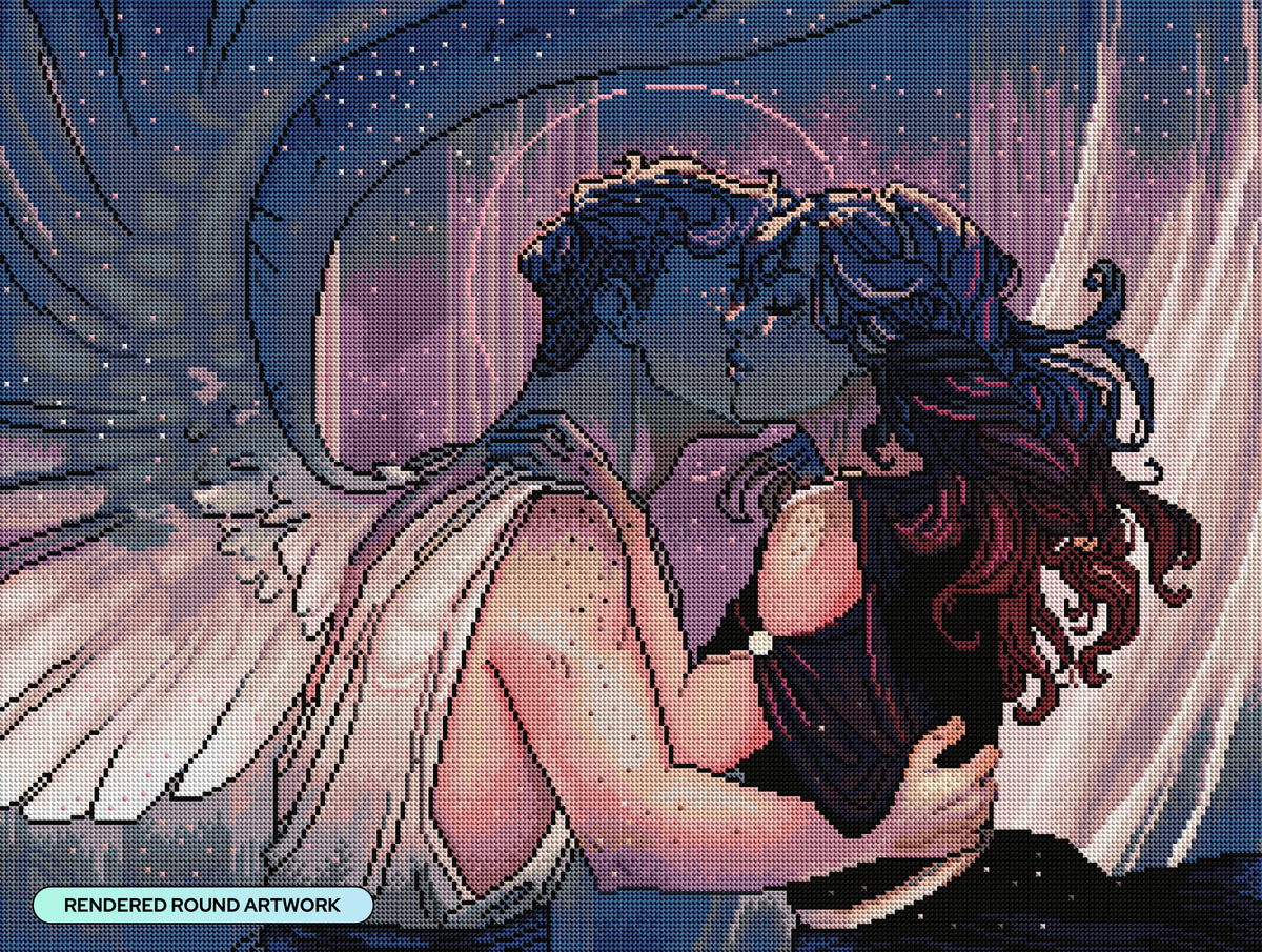 Diamond Painting Eros and Psyche 29" x 22" (73.7cm x 55.6cm) / Round with 42 Colors including 1 AB and 1 Iridescent Diamond and 2 Fairy Dust Diamonds / 54,136