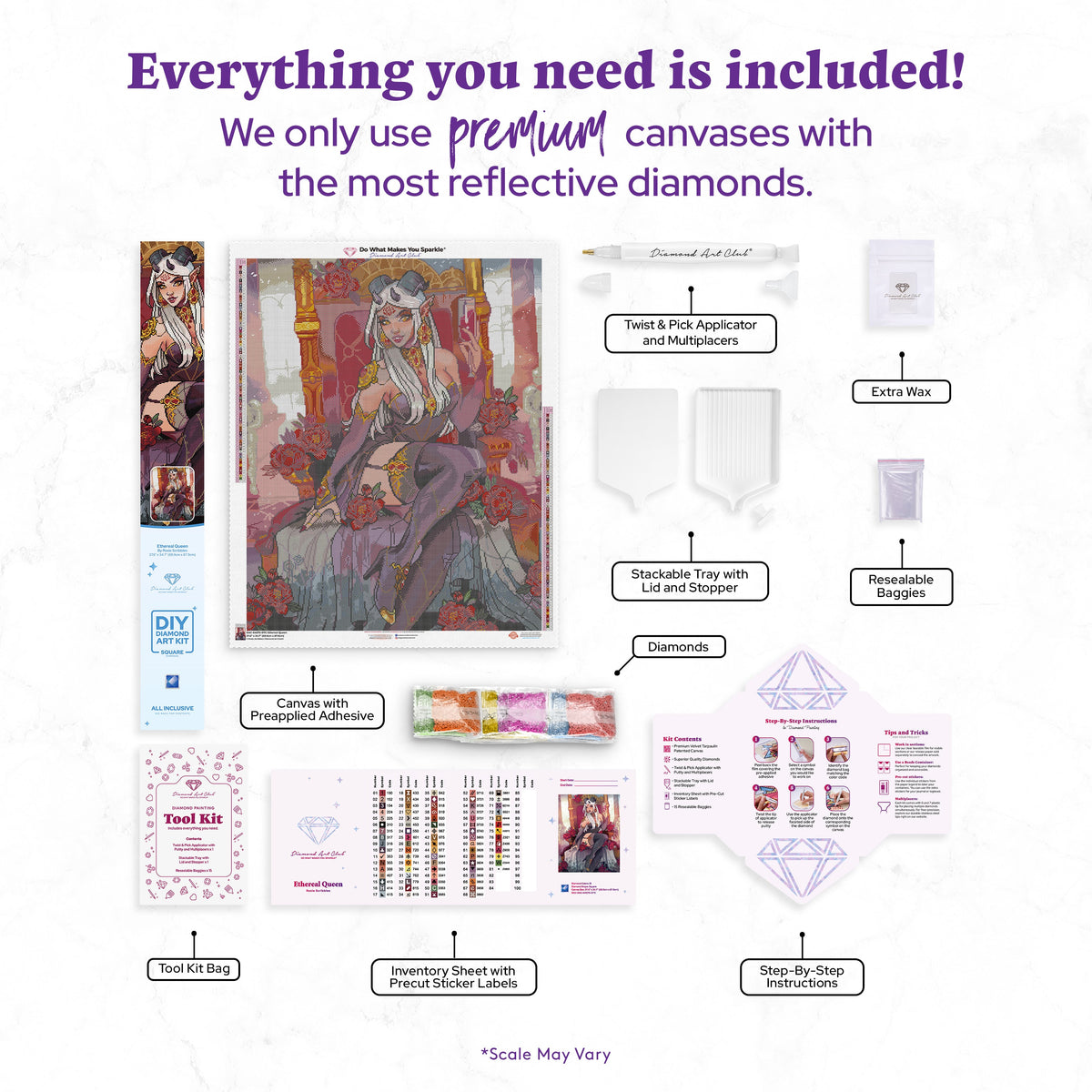 Diamond Painting Ethereal Queen 27.6" x 34.7" (69.9cm x 87.9cm) / Square with 81 Colors including 3 ABs and 6 Fairy Dust Diamonds / 99,193