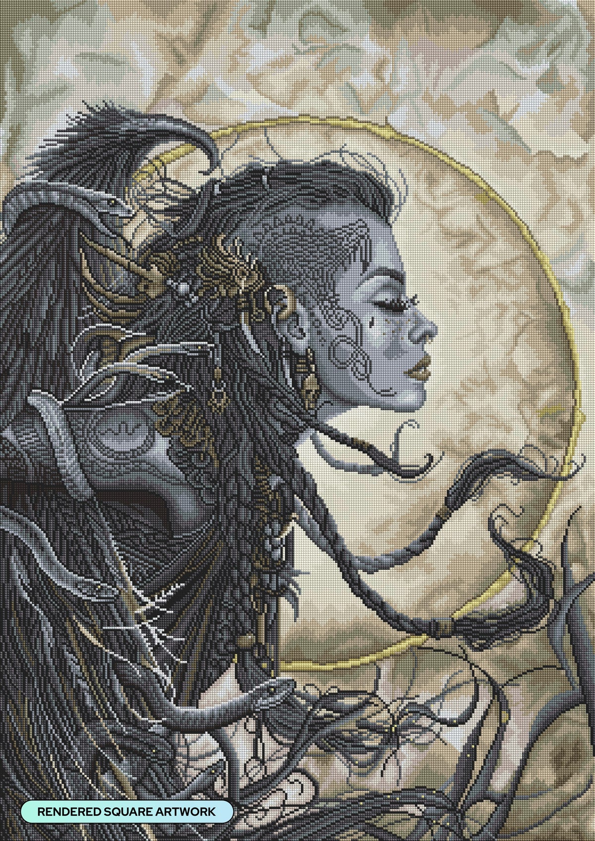 Diamond Painting Euryale 25.6" x 36.2" (65cm x 92cm) / Square with 26 Colors including 1 Electro Diamond / 96,309