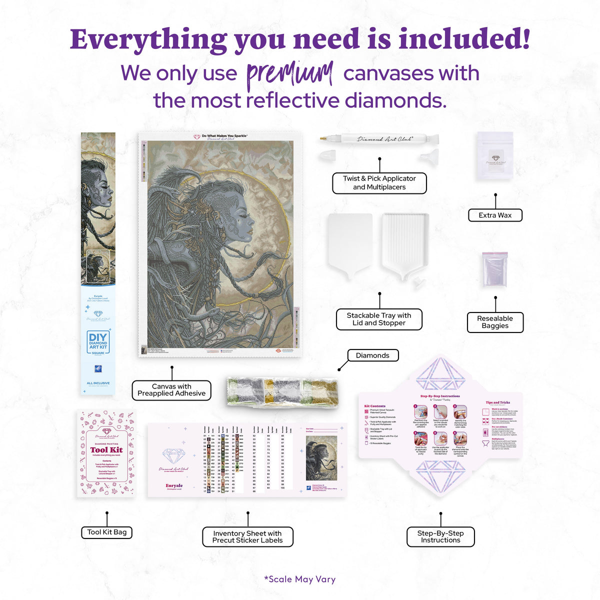 Diamond Painting Euryale 25.6" x 36.2" (65cm x 92cm) / Square with 26 Colors including 1 Electro Diamond / 96,309