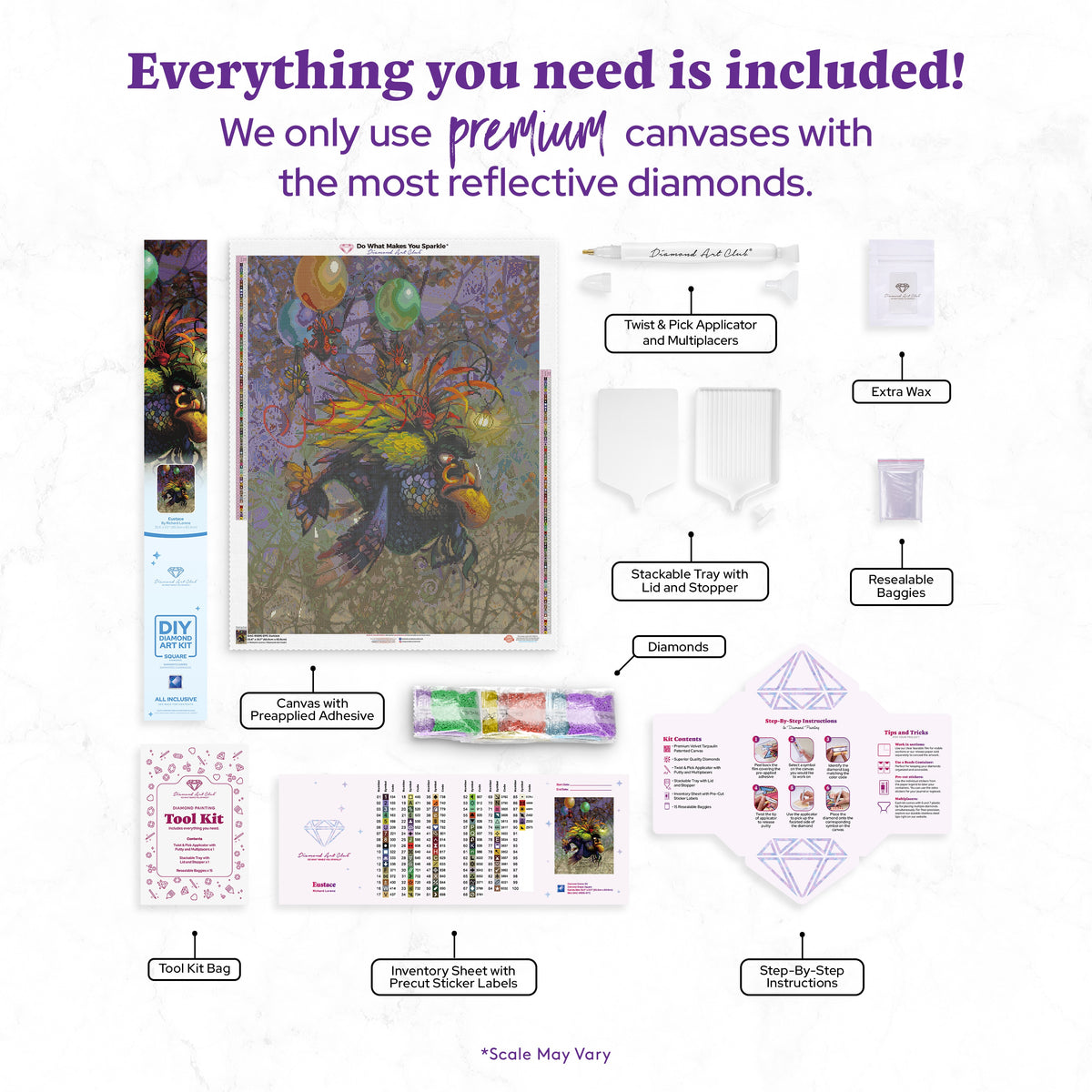 Diamond Painting Eustace 25.6" x 33.1" (65cm x 83.9cm) / Square with 90 Colors including 2 ABs and 3 Fairy Dust Diamonds / 87,957