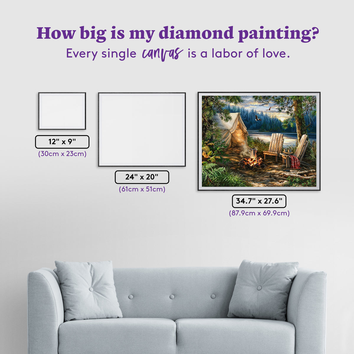 Diamond Painting Evening at the Lake 34.7" x 27.6" (87.9cm x 69.9cm) / Square with 60 Colors including 4 ABs and 3 Fairy Dust Diamonds / 99,193