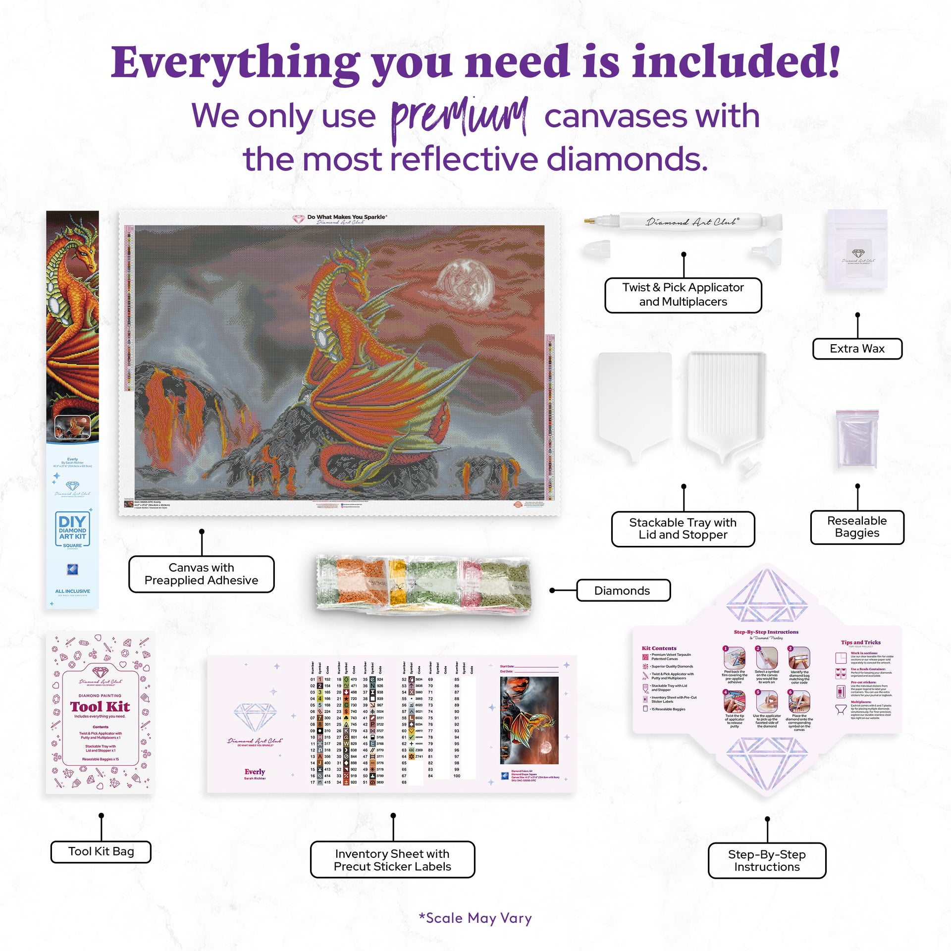 Diamond Painting Everly 41.3" x 27.6" (104.8cm x 69.9cm) / Square with 64 Colors including 3 ABs and 2 Fairy Dust Diamonds / 118,301