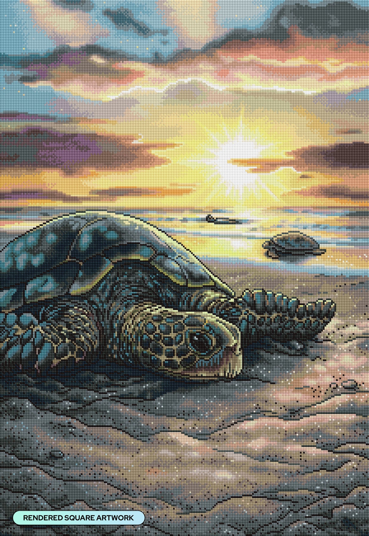 Diamond Painting Everyday Witch's Familiars - The Sea Turtle 22" x 32" (55.8cm x 80.9cm) / Square with 61 Colors including 2 ABs and 2 Fairy Dust Diamonds / 72,800