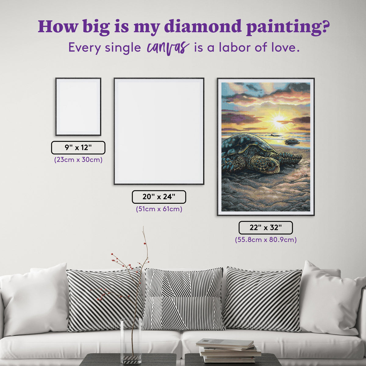 Diamond Painting Everyday Witch's Familiars - The Sea Turtle 22" x 32" (55.8cm x 80.9cm) / Square with 61 Colors including 2 ABs and 2 Fairy Dust Diamonds / 72,800