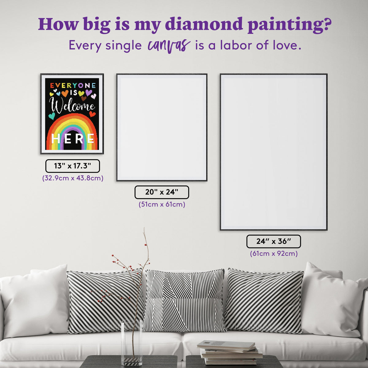 Diamond Painting Everyone is Welcome Here 13" x 17.3" (32.9cm x 43.8cm) / Square With 17 Colors Including 3 ABs and 2 Fairy Dust Diamonds / 23,232