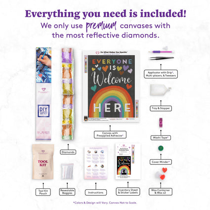 Diamond Painting Everyone is Welcome Here 13" x 17.3" (32.9cm x 43.8cm) / Square With 17 Colors Including 3 ABs and 2 Fairy Dust Diamonds / 23,232