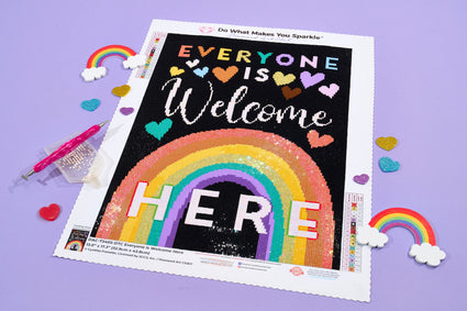 Diamond Painting Everyone is Welcome Here 13" x 17.3" (32.9cm x 43.8cm) / Square With 17 Colors Including 3 ABs and 2 Fairy Dust Diamonds / 23,232