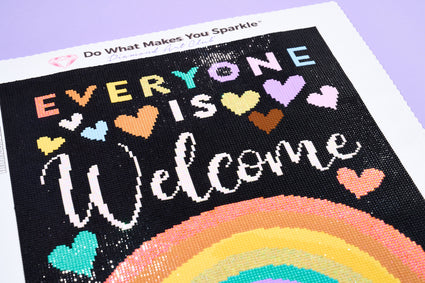 Diamond Painting Everyone is Welcome Here 13" x 17.3" (32.9cm x 43.8cm) / Square With 17 Colors Including 3 ABs and 2 Fairy Dust Diamonds / 23,232