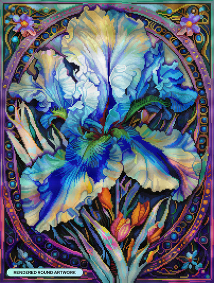Diamond Painting Exotic Iris 22" x 29" (55.6cm x 73.5cm) / Round With 91 Colors Including 3 ABs and 1 Electro Diamond and 2 Fairy Dust Diamonds / 53,934