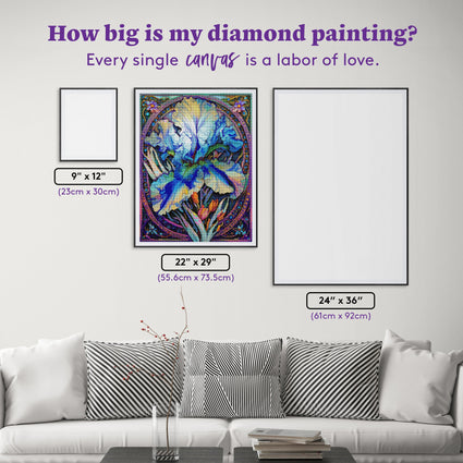 Diamond Painting Exotic Iris 22" x 29" (55.6cm x 73.5cm) / Round With 91 Colors Including 3 ABs and 1 Electro Diamond and 2 Fairy Dust Diamonds / 53,934