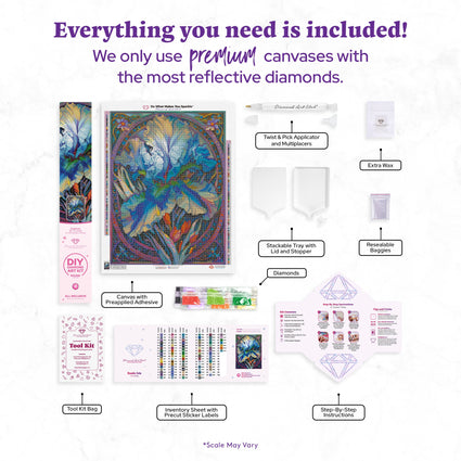 Diamond Painting Exotic Iris 22" x 29" (55.6cm x 73.5cm) / Round With 91 Colors Including 3 ABs and 1 Electro Diamond and 2 Fairy Dust Diamonds / 53,934