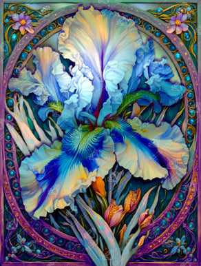 Diamond Painting Exotic Iris 22" x 29" (55.6cm x 73.5cm) / Round With 91 Colors Including 3 ABs and 1 Electro Diamond and 2 Fairy Dust Diamonds / 53,934