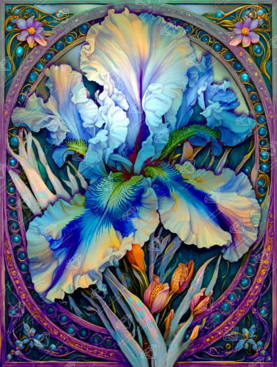 Diamond Painting Exotic Iris 22" x 29" (55.6cm x 73.5cm) / Round With 91 Colors Including 3 ABs and 1 Electro Diamond and 2 Fairy Dust Diamonds / 53,934